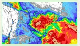 Episódio de chuva vai atingir 11 estados com volumes de até 100 mm.